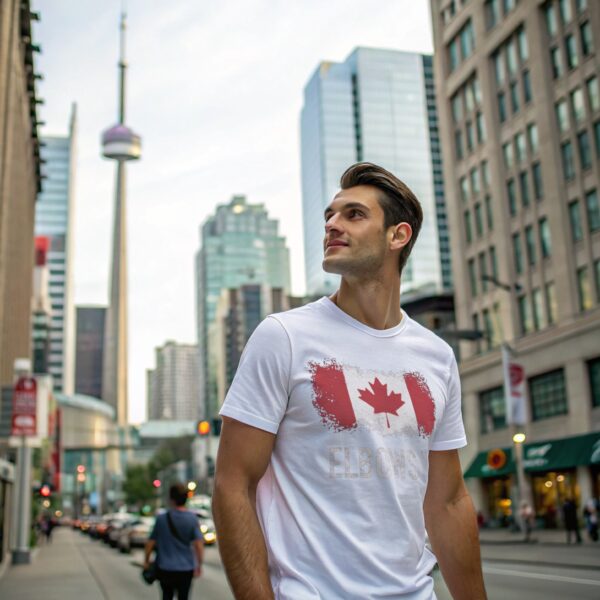 Canada Flag Shirt with "Elbows Up" - Distressed Design - Image 3