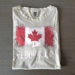 Canada Flag Shirt with "Elbows Up" - Distressed Design