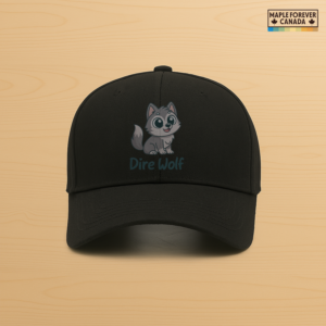 Cute Dire Wolf Pup Teal Text Graphic - Hat