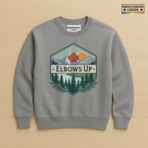 Elbows Up Canada Maple Leaf Mountain Emblem - Sweatshirt