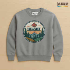 Elbows Up Maple Leaf Mountain Sunrise Emblem - Sweatshirt