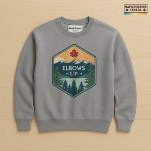 Elbows Up Maple Leaf Mountain Lake Badge - Sweatshirt