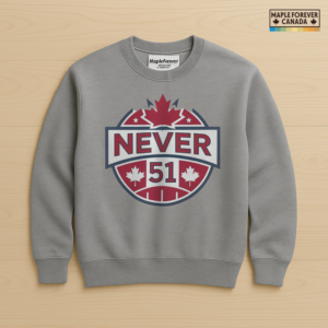 Never 51 - Maple Leaf Emblem Design - Sweatshirt