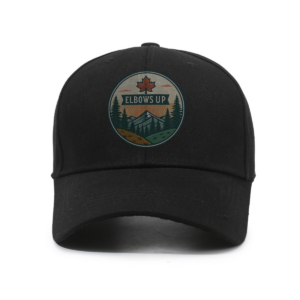 Elbows Up Maple Leaf Mountain Sunrise Emblem - Hat