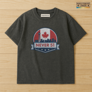 NEVER 51 Canada Flag CN Tower Skyline Badge - T-Shirt