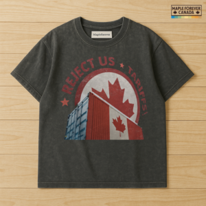 Reject US Tariffs Maple Leaf Container Graphic - T-Shirt