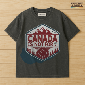 Canada Not For Sale Maple Leaf Mountain Badge - T-Shirt