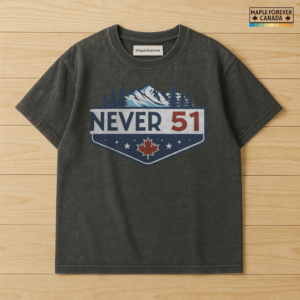 Never 51 - Mountain & Maple Leaf Crest - T-Shirt