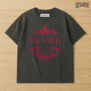 Never 51 - Maple Leaf Emblem Design - T-Shirt