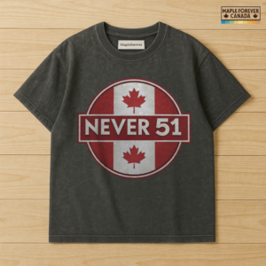 Never 51 - Canadian Flag Badge Graphic - T-Shirt