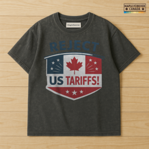 Reject US Tariffs - Canadian Flag Crest - T-Shirt