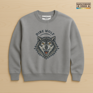 Dire Wolf Head Graphic Arched Text - Sweatshirt