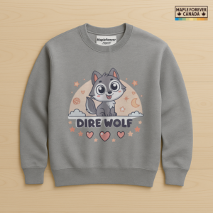 Cute Dire Wolf Pup Moon Stars Clouds Graphic - Sweatshirt