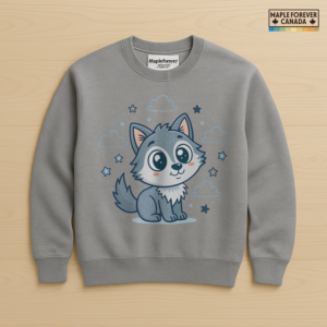 Cute Wolf Pup Starry Cloud Circle Graphic - Sweatshirt