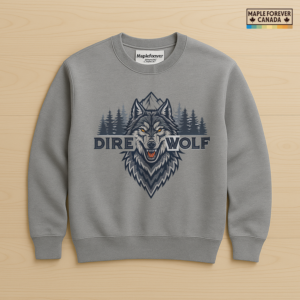 Dire Wolf Textured Mountain Pine Split Text Graphic - Sweatshirt
