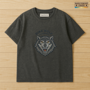 Dire Wolf Head Graphic Arched Text - T-Shirt