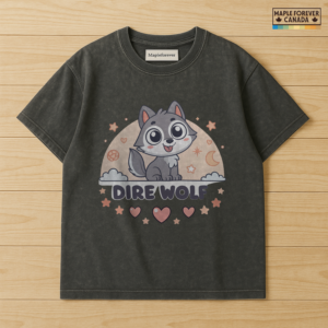 Cute Dire Wolf Pup Moon Stars Clouds Graphic - T-Shirt