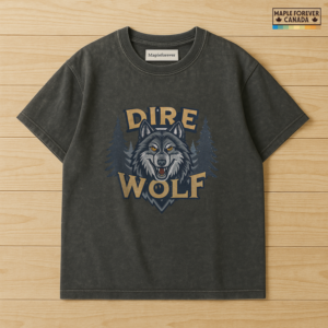 Dire Wolf Split Text Pine Chevron Graphic - T-Shirt