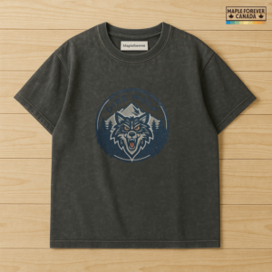 Dire Wolf Mountain Pine Vintage Patch Graphic - T-Shirt